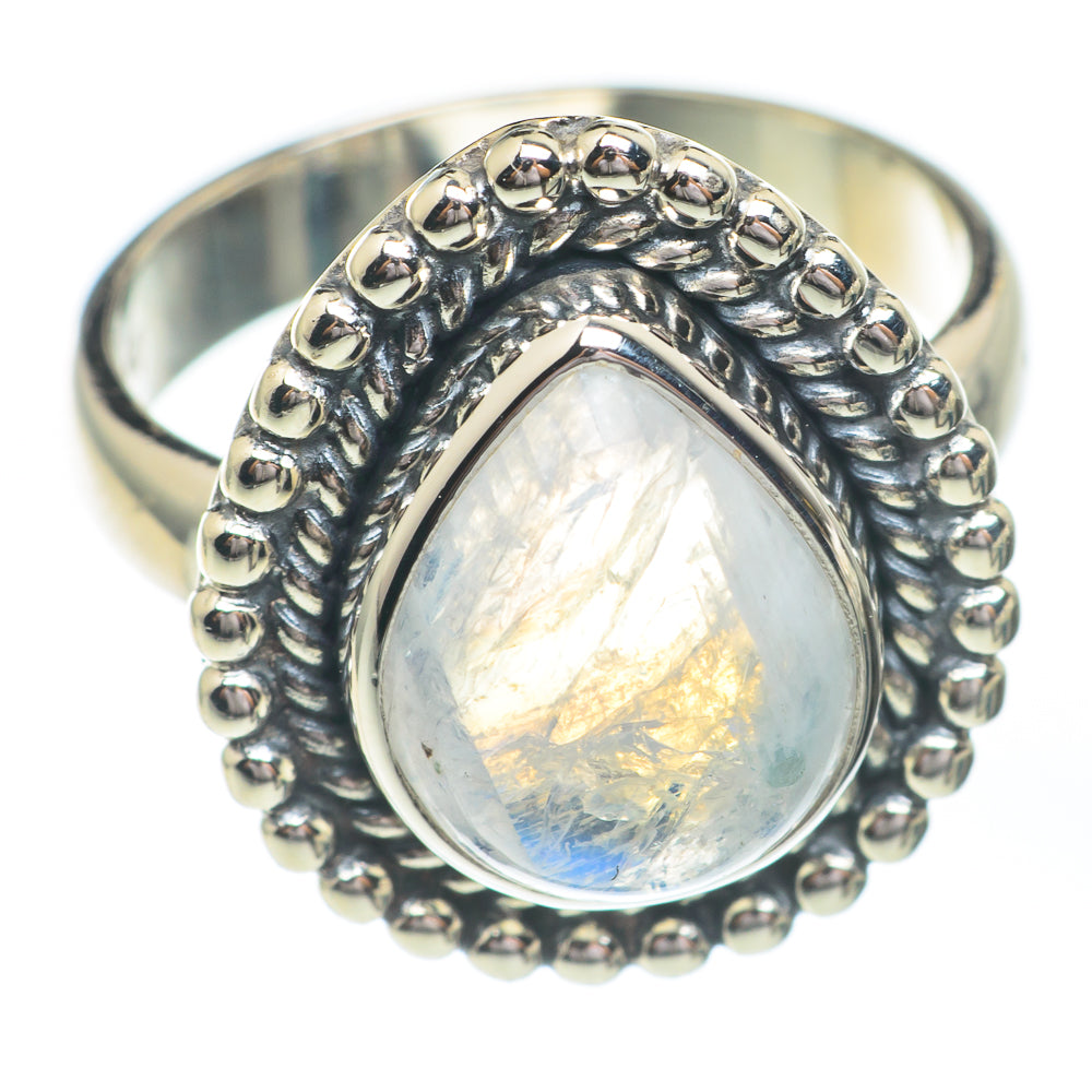 Rainbow Moonstone Rings handcrafted by Ana Silver Co - RING67217