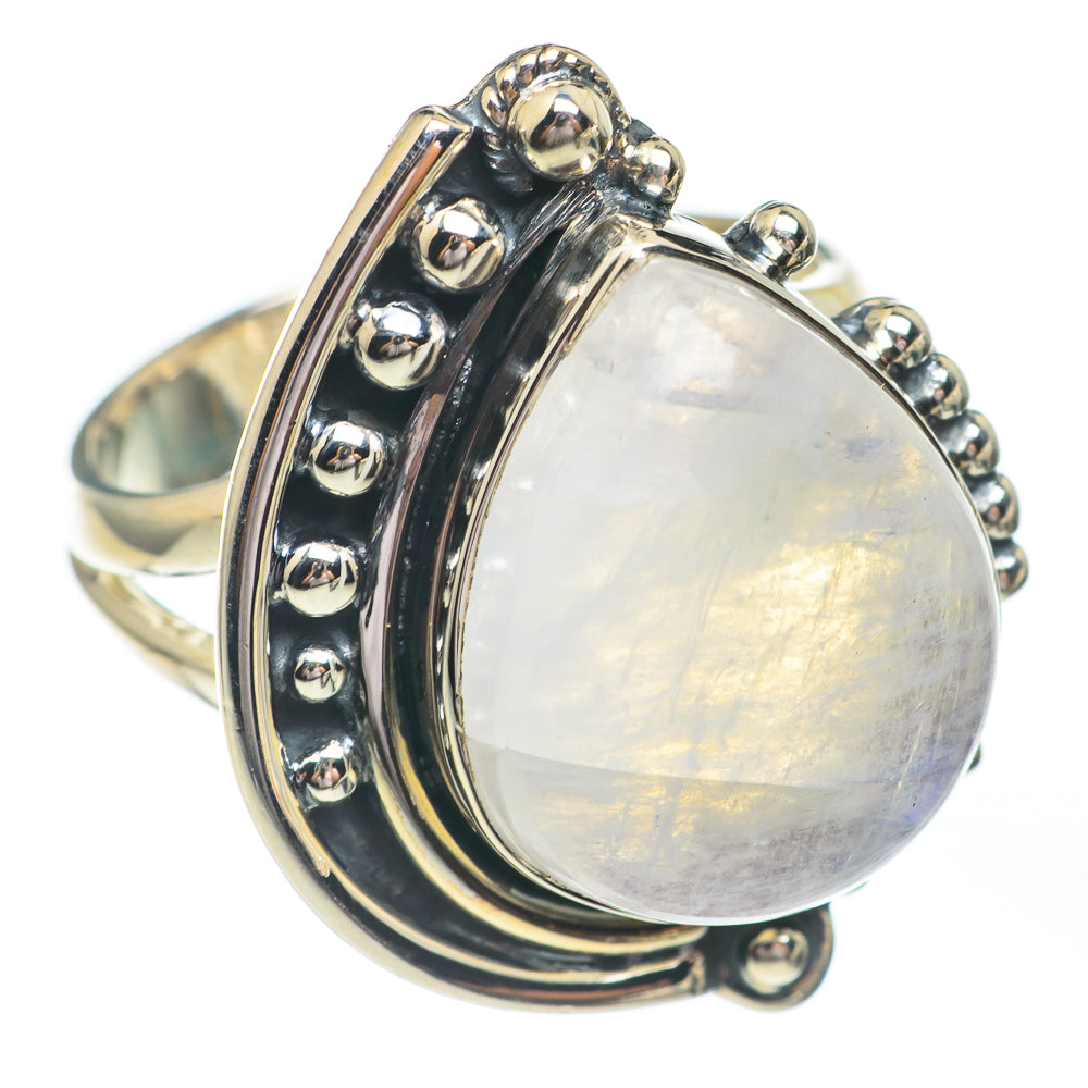Rainbow Moonstone Rings handcrafted by Ana Silver Co - RING67271