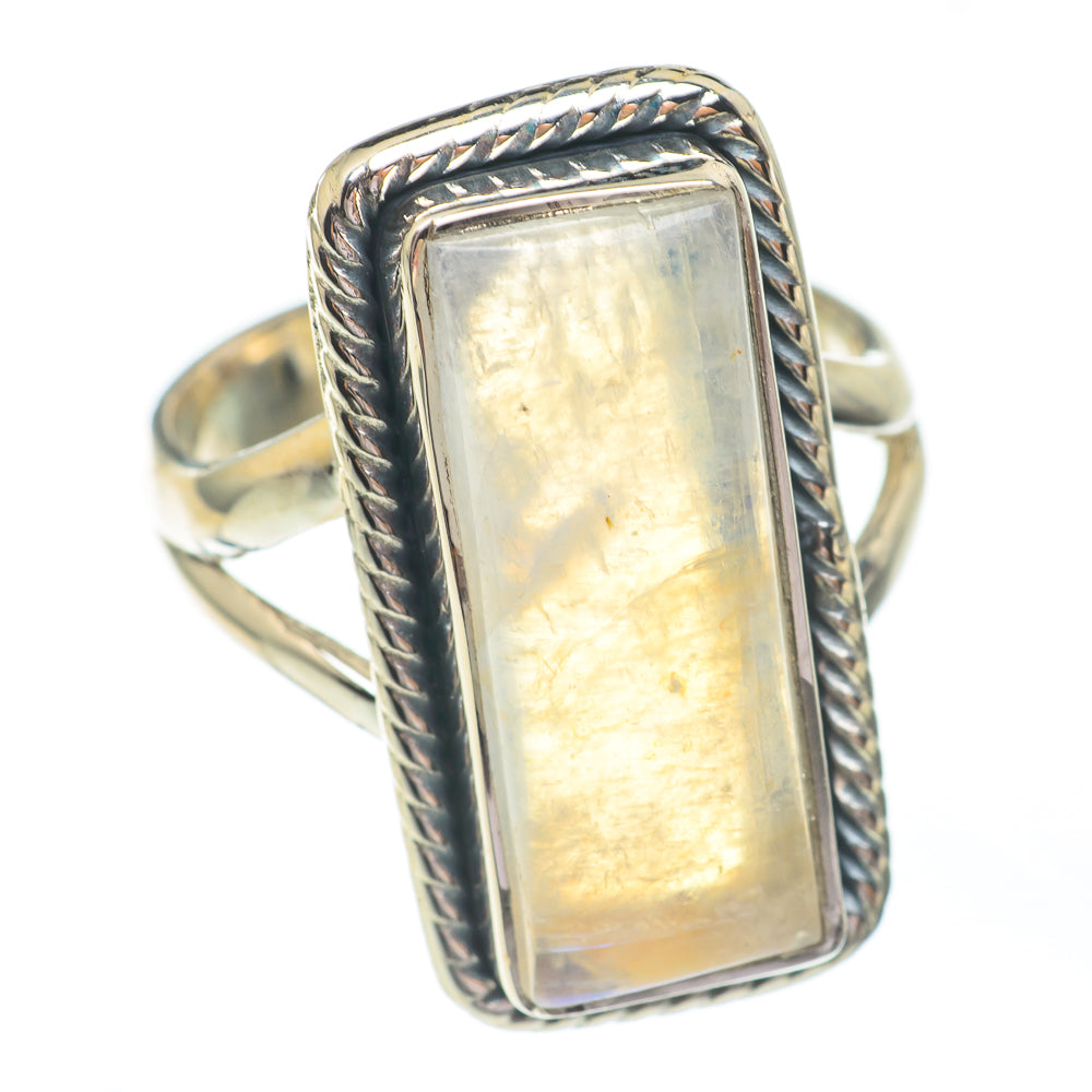 Rainbow Moonstone Rings handcrafted by Ana Silver Co - RING67295
