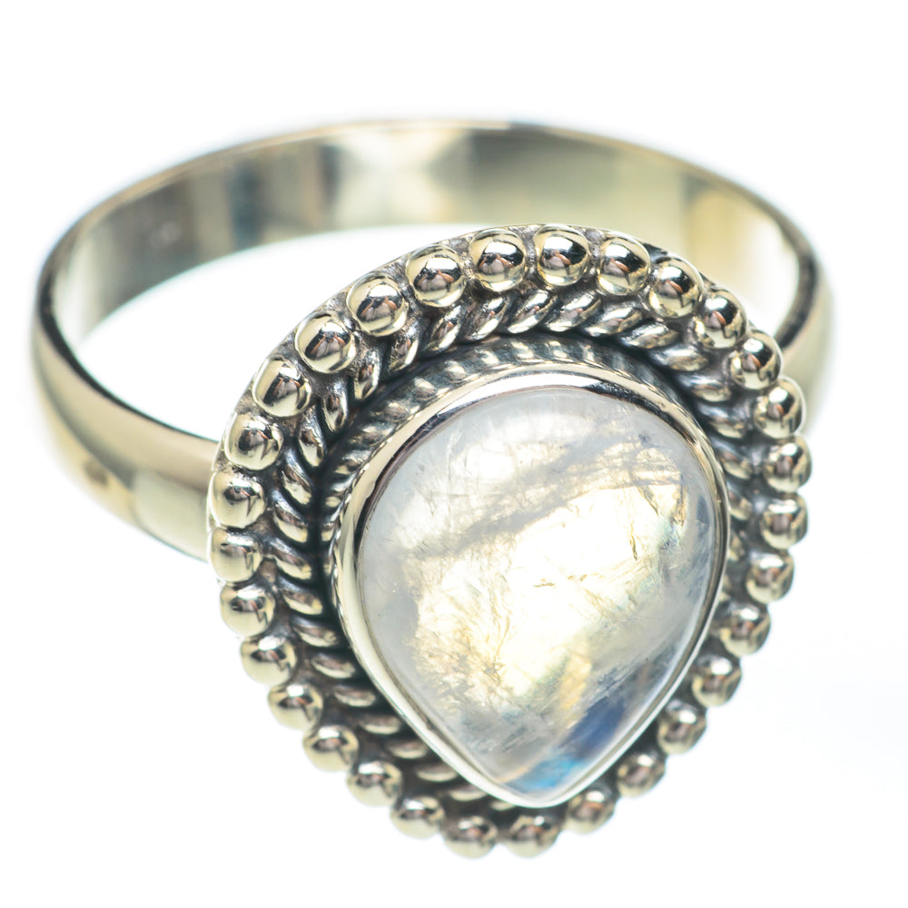 Rainbow Moonstone Rings handcrafted by Ana Silver Co - RING67317