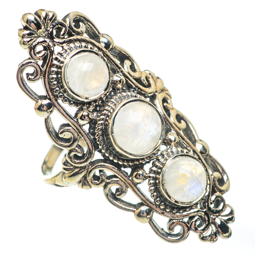 Rainbow Moonstone Rings handcrafted by Ana Silver Co - RING67432