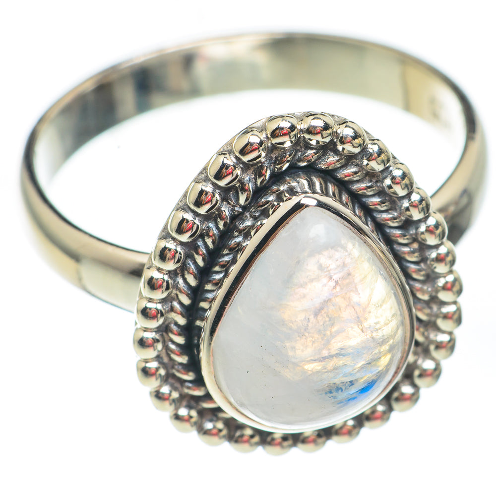 Rainbow Moonstone Rings handcrafted by Ana Silver Co - RING67516