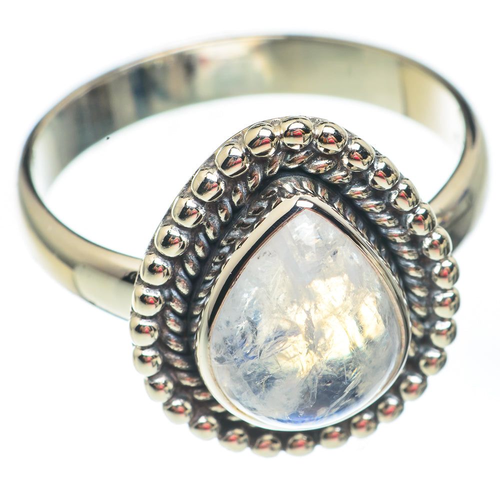 Rainbow Moonstone Rings handcrafted by Ana Silver Co - RING67543