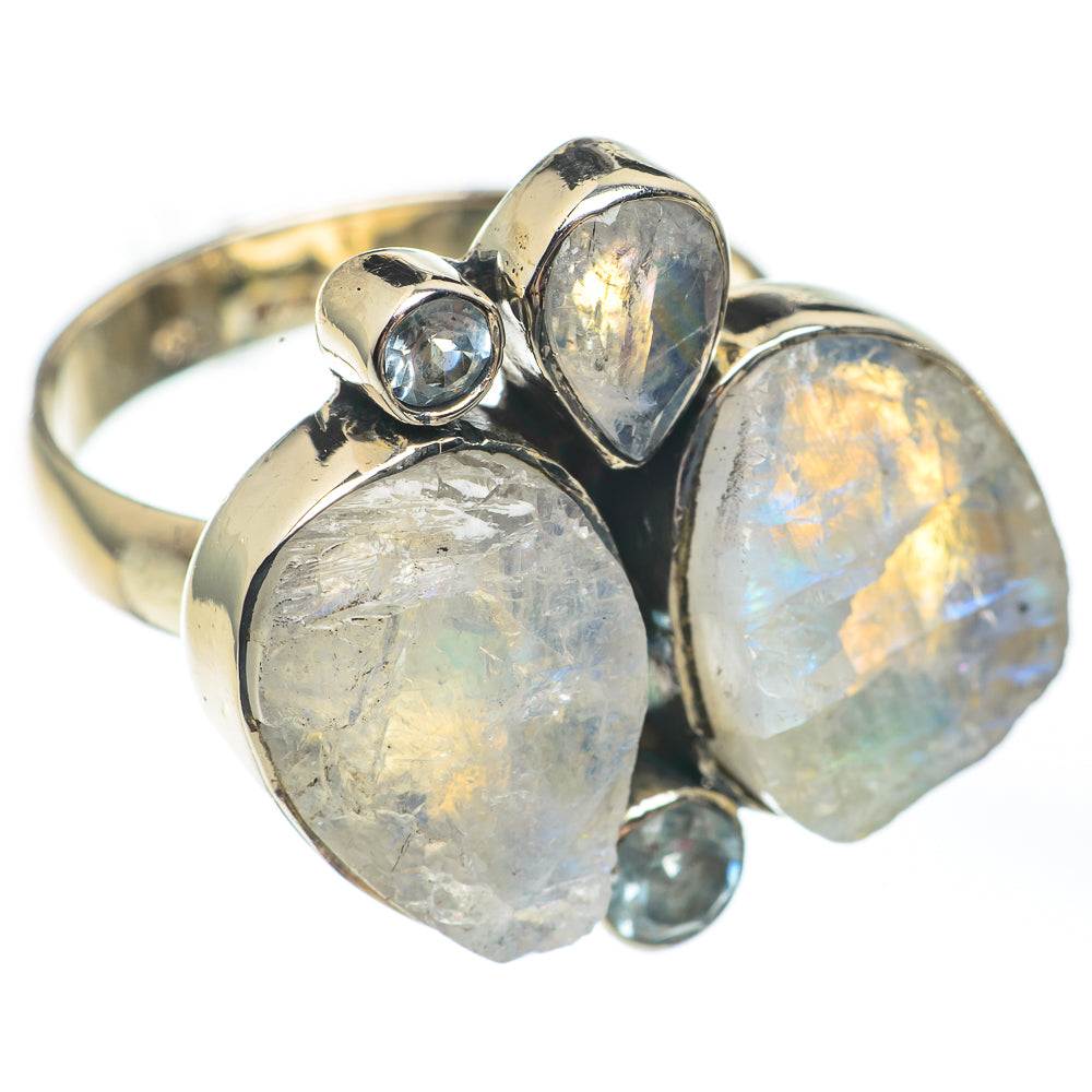 Rainbow Moonstone Rings handcrafted by Ana Silver Co - RING67594