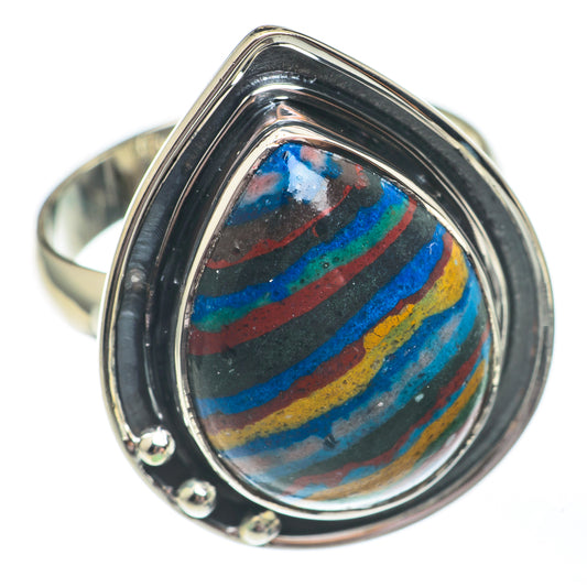 Rainbow Calsilica Rings handcrafted by Ana Silver Co - RING67795