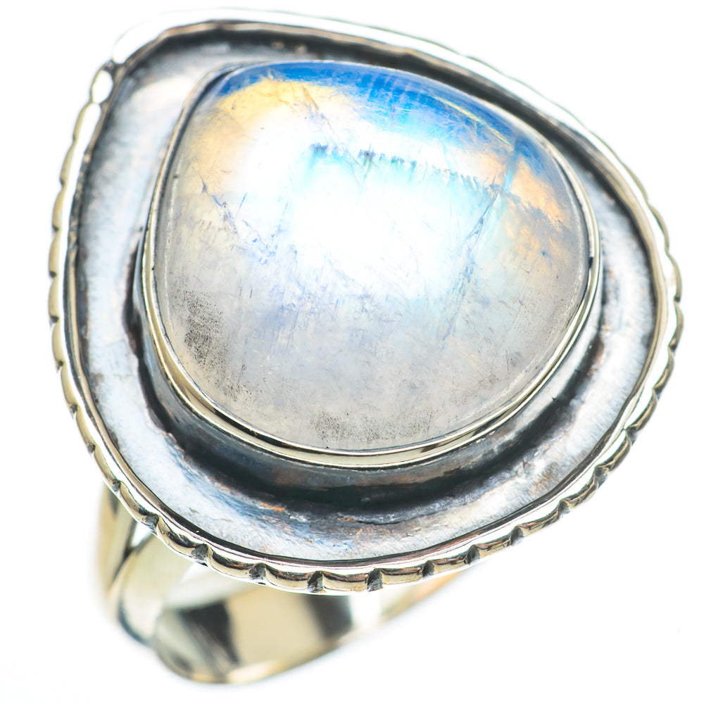 Rainbow Moonstone Rings handcrafted by Ana Silver Co - RING67828