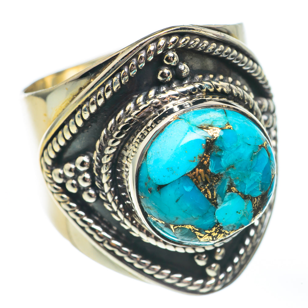 Blue Copper Composite Turquoise Rings handcrafted by Ana Silver Co - RING67841