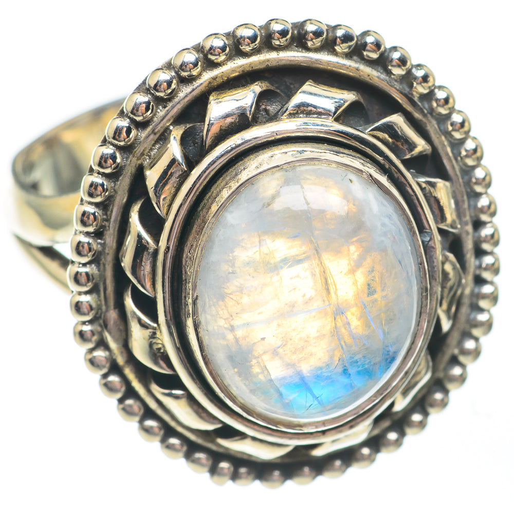 Rainbow Moonstone Rings handcrafted by Ana Silver Co - RING67958