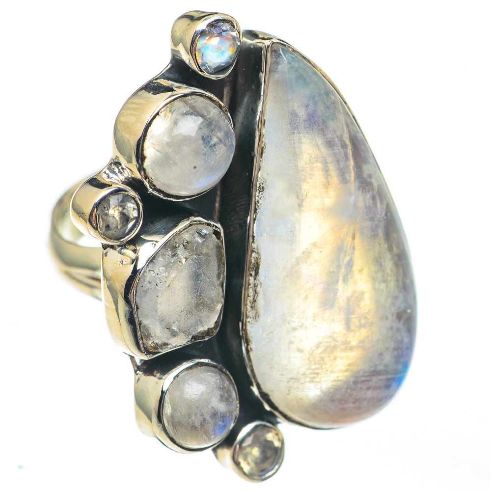 Rainbow Moonstone Rings handcrafted by Ana Silver Co - RING68044
