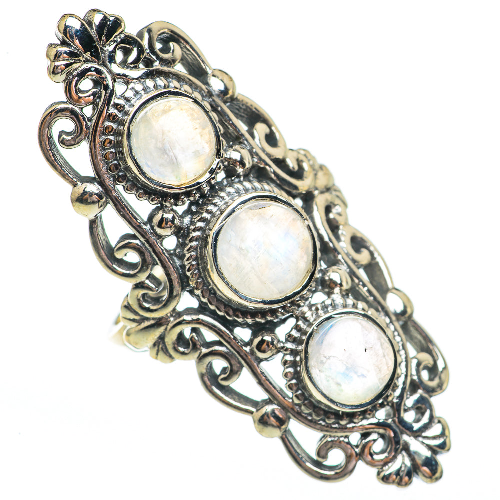 Rainbow Moonstone Rings handcrafted by Ana Silver Co - RING68046