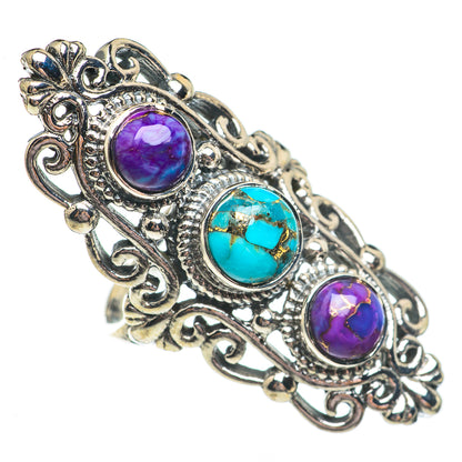 Blue Copper Composite Turquoise Rings handcrafted by Ana Silver Co - RING68049