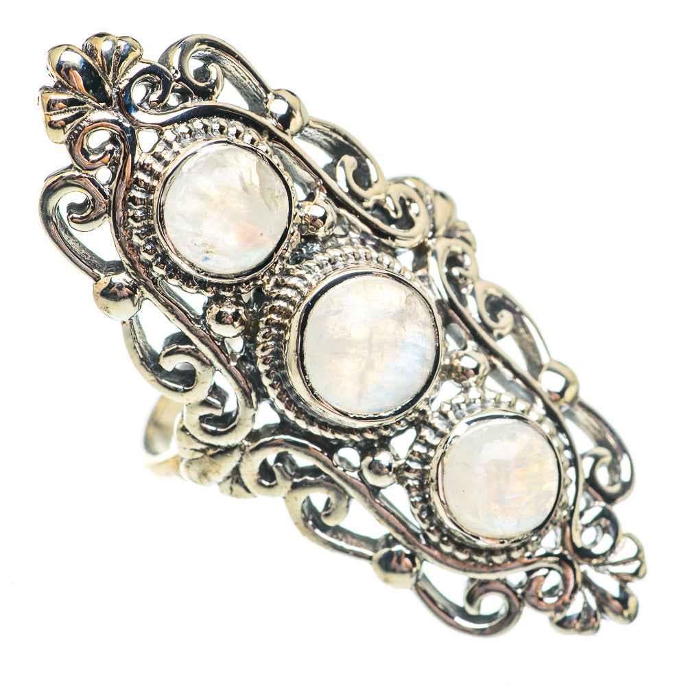 Rainbow Moonstone Rings handcrafted by Ana Silver Co - RING68072