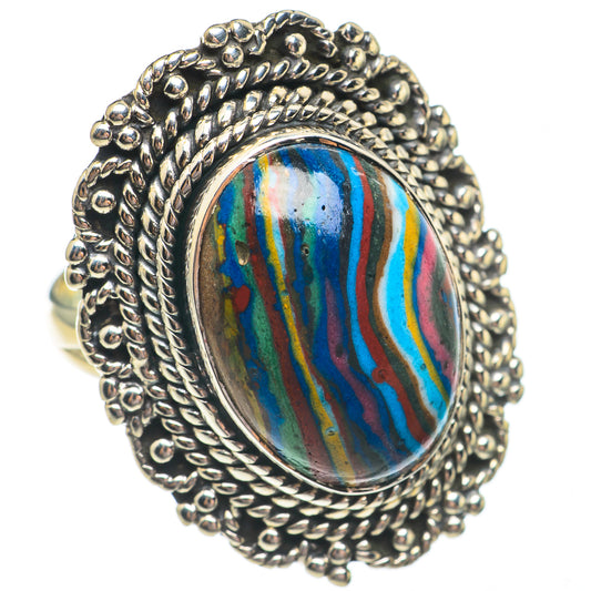 Rainbow Calsilica Rings handcrafted by Ana Silver Co - RING68075