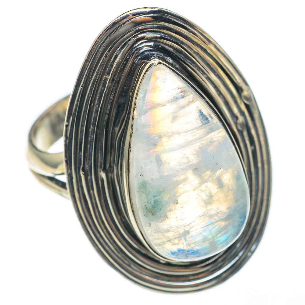 Rainbow Moonstone Rings handcrafted by Ana Silver Co - RING68105
