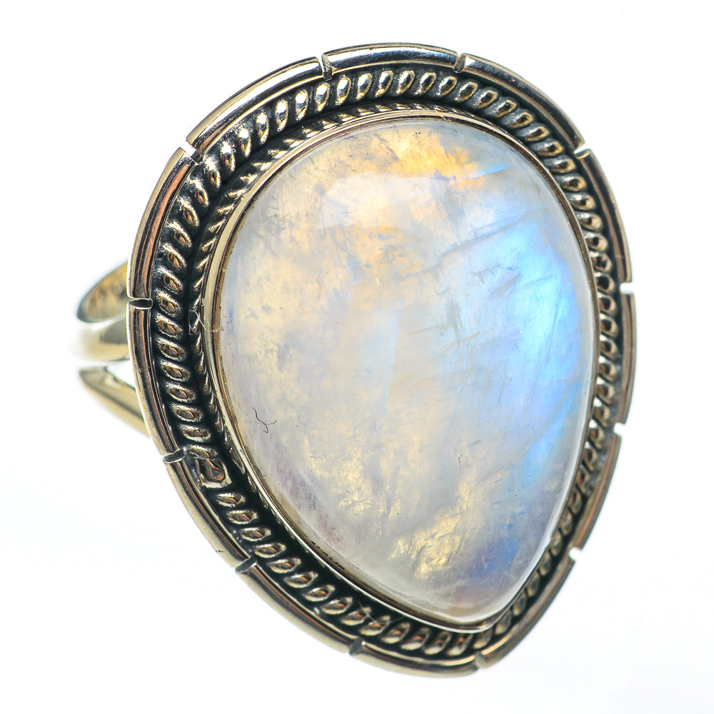 Rainbow Moonstone Rings handcrafted by Ana Silver Co - RING68138
