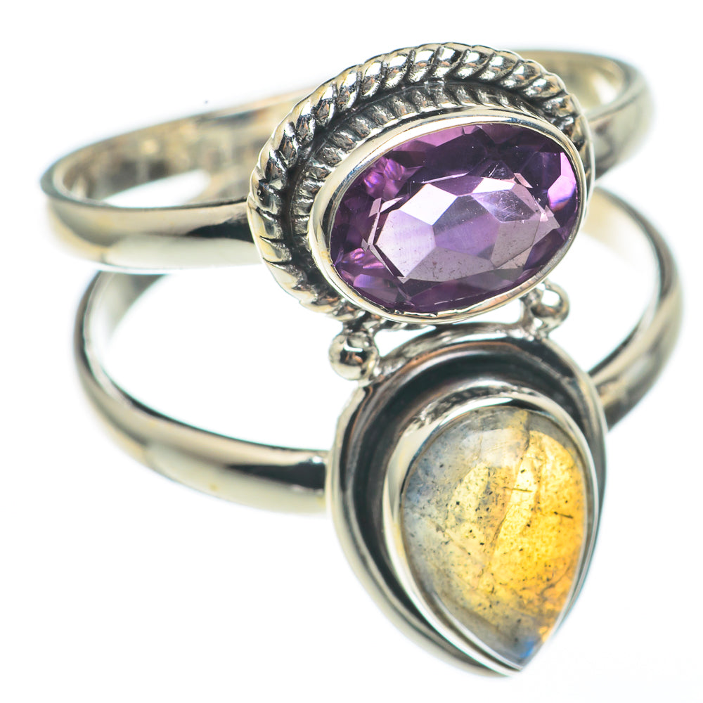Labradorite, Amethyst Rings handcrafted by Ana Silver Co - RING68140