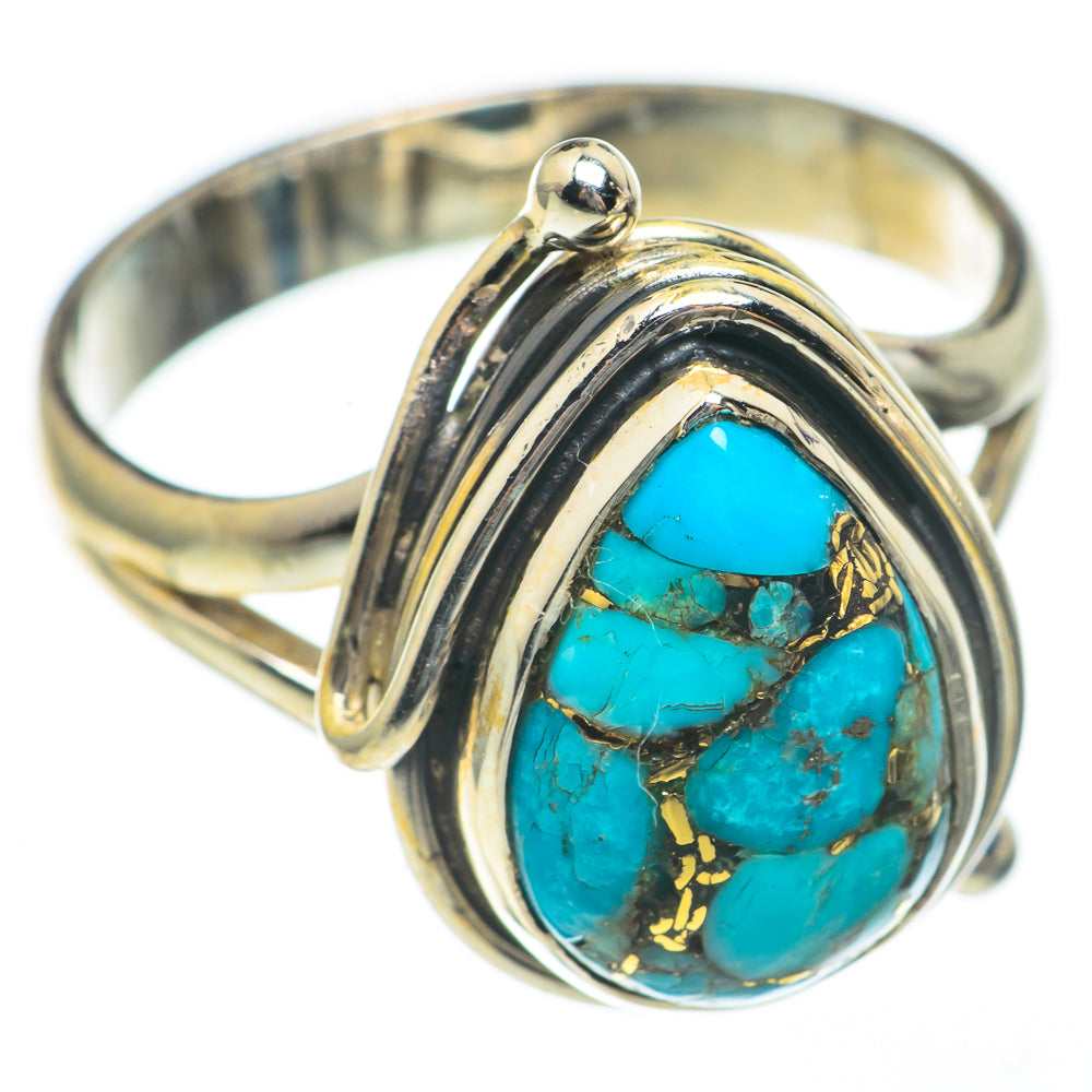 Blue Copper Composite Turquoise Rings handcrafted by Ana Silver Co - RING68147