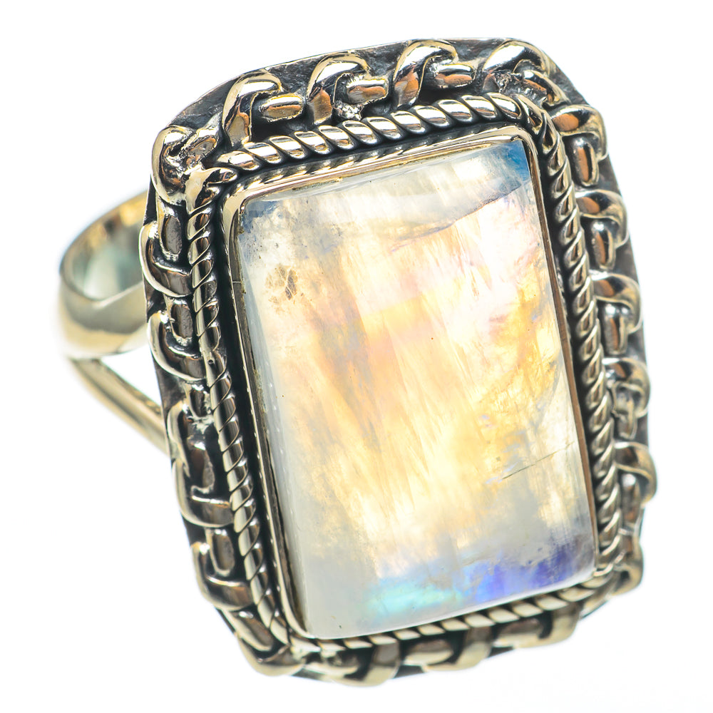 Rainbow Moonstone Rings handcrafted by Ana Silver Co - RING68170