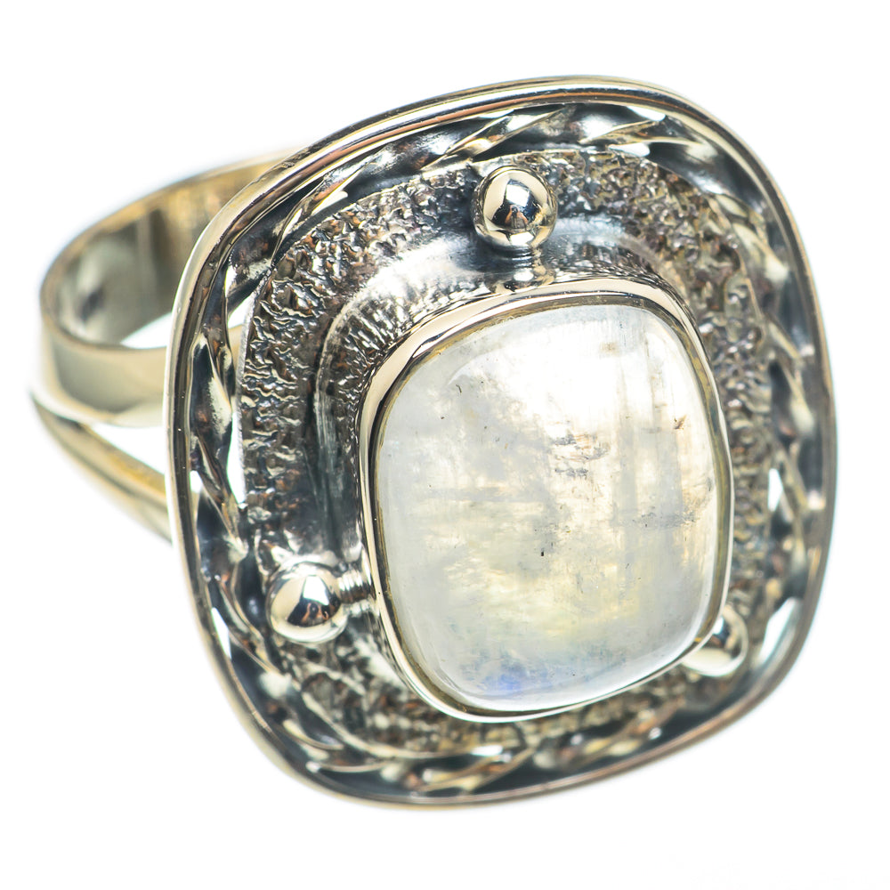 Rainbow Moonstone Rings handcrafted by Ana Silver Co - RING68171