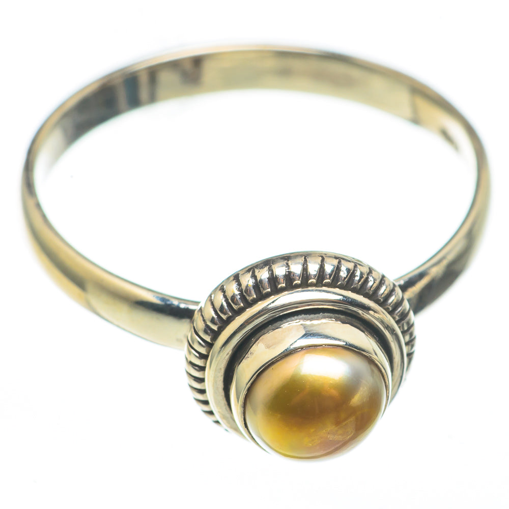 Golden Pearl Rings handcrafted by Ana Silver Co - RING68188