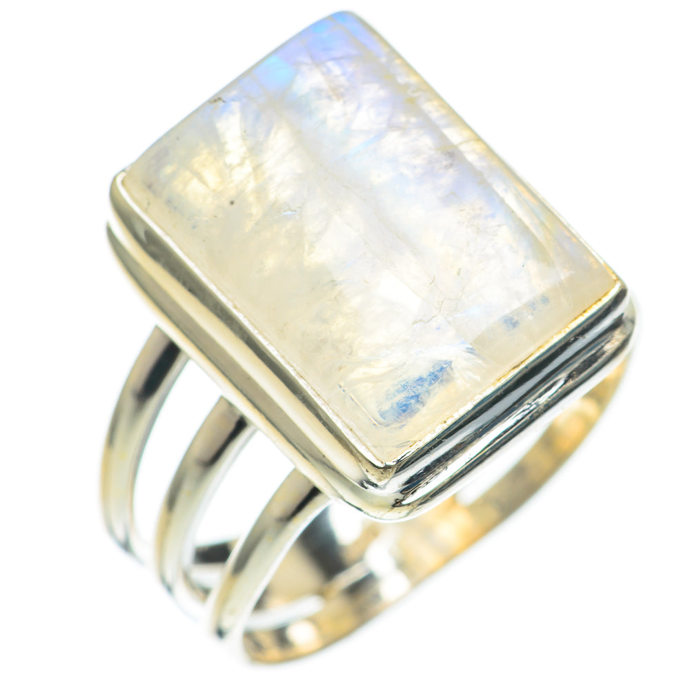 Rainbow Moonstone Rings handcrafted by Ana Silver Co - RING68200
