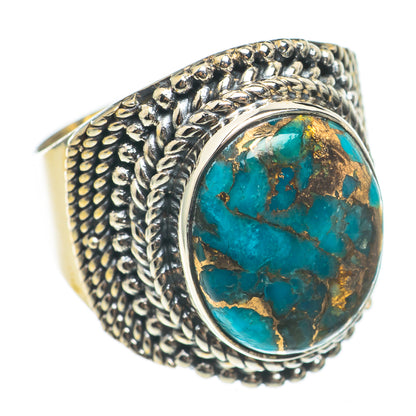 Blue Copper Composite Turquoise Rings handcrafted by Ana Silver Co - RING68208