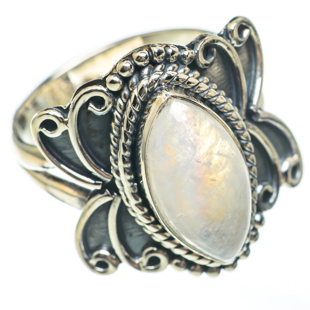 Rainbow Moonstone Rings handcrafted by Ana Silver Co - RING68228