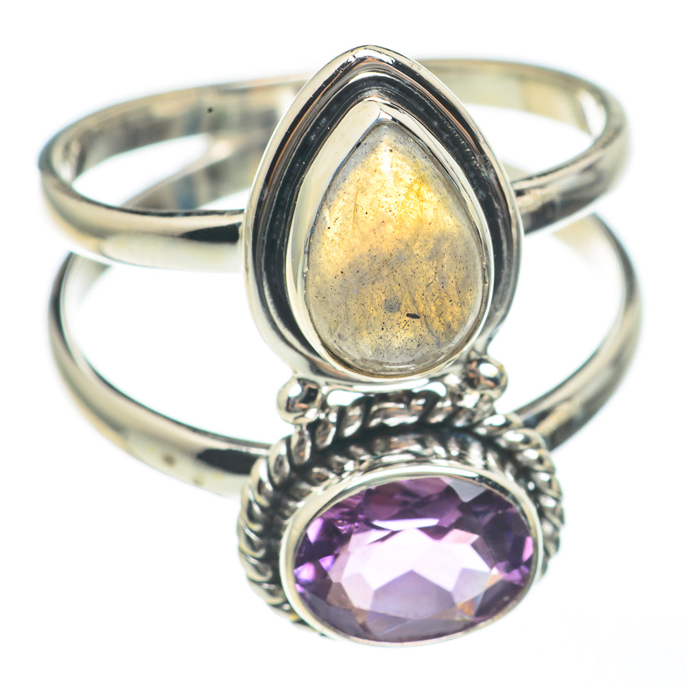 Labradorite, Amethyst Rings handcrafted by Ana Silver Co - RING68253