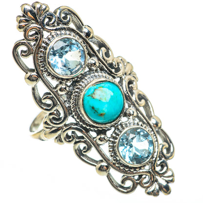 Arizona Turquoise, Blue Topaz Rings handcrafted by Ana Silver Co - RING68284