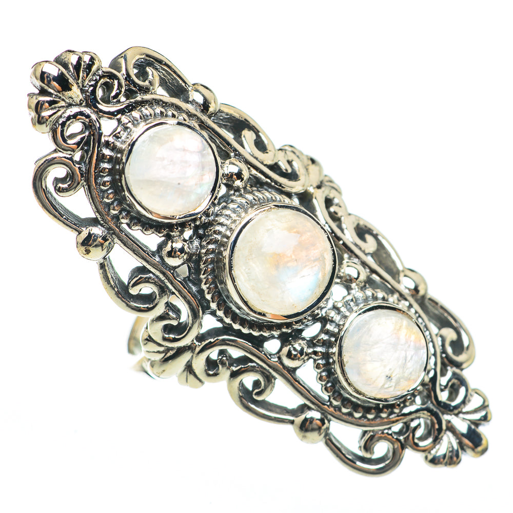 Rainbow Moonstone Rings handcrafted by Ana Silver Co - RING68308