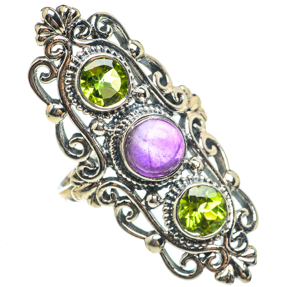 Amethyst, Peridot Rings handcrafted by Ana Silver Co - RING68312