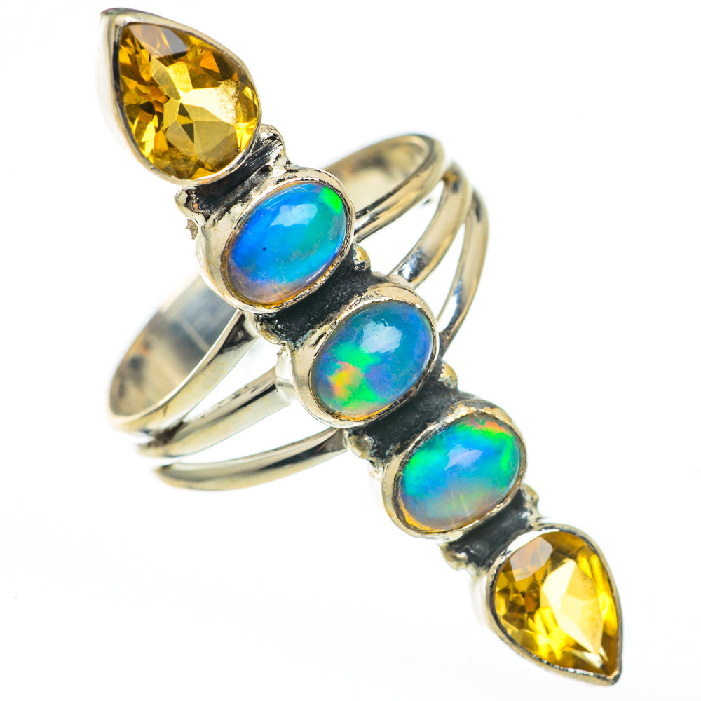 Ethiopian Opal, Citrine Rings handcrafted by Ana Silver Co - RING68313