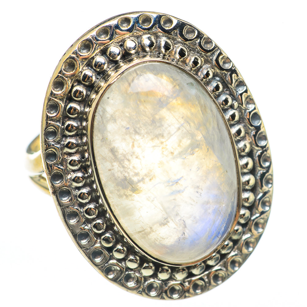 Rainbow Moonstone Rings handcrafted by Ana Silver Co - RING68343