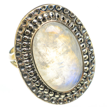 Rainbow Moonstone Rings handcrafted by Ana Silver Co - RING68343