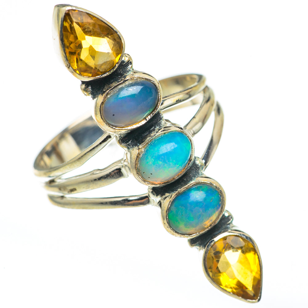 Ethiopian Opal, Citrine Rings handcrafted by Ana Silver Co - RING68346