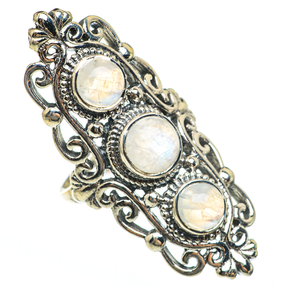 Rainbow Moonstone Rings handcrafted by Ana Silver Co - RING68367