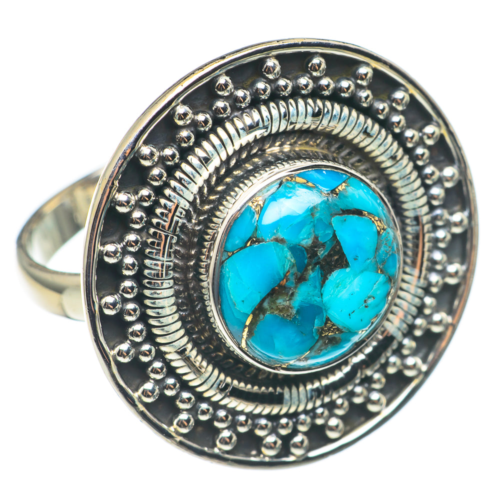 Blue Copper Composite Turquoise Rings handcrafted by Ana Silver Co - RING68378