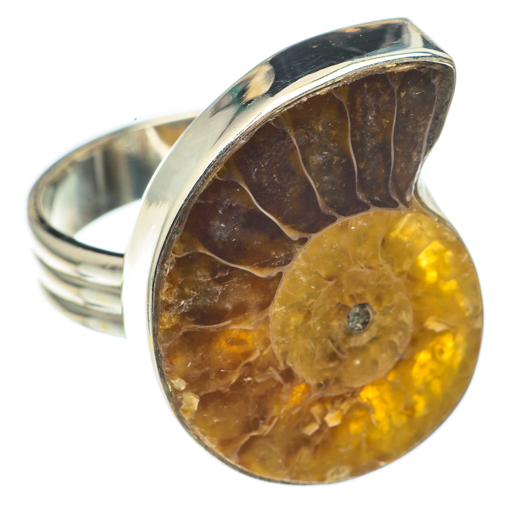 Ammonite Fossil Rings handcrafted by Ana Silver Co - RING68419