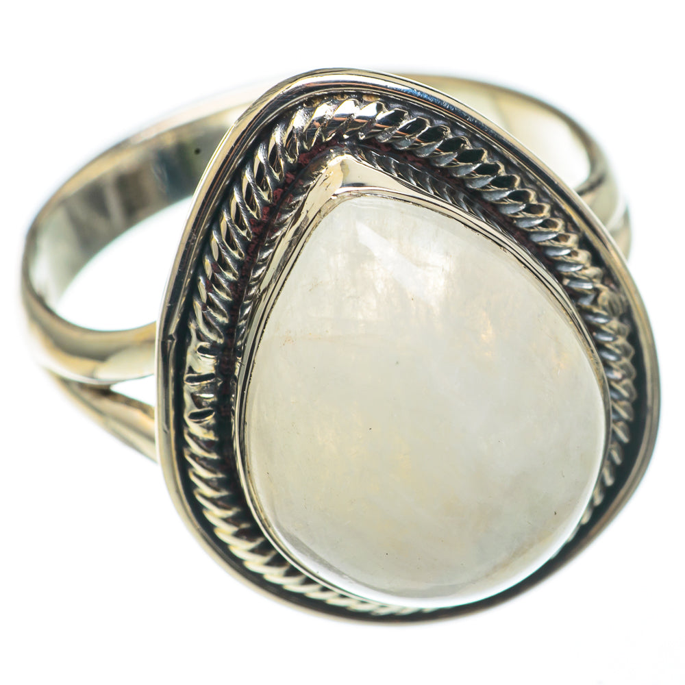 Rainbow Moonstone Rings handcrafted by Ana Silver Co - RING68435