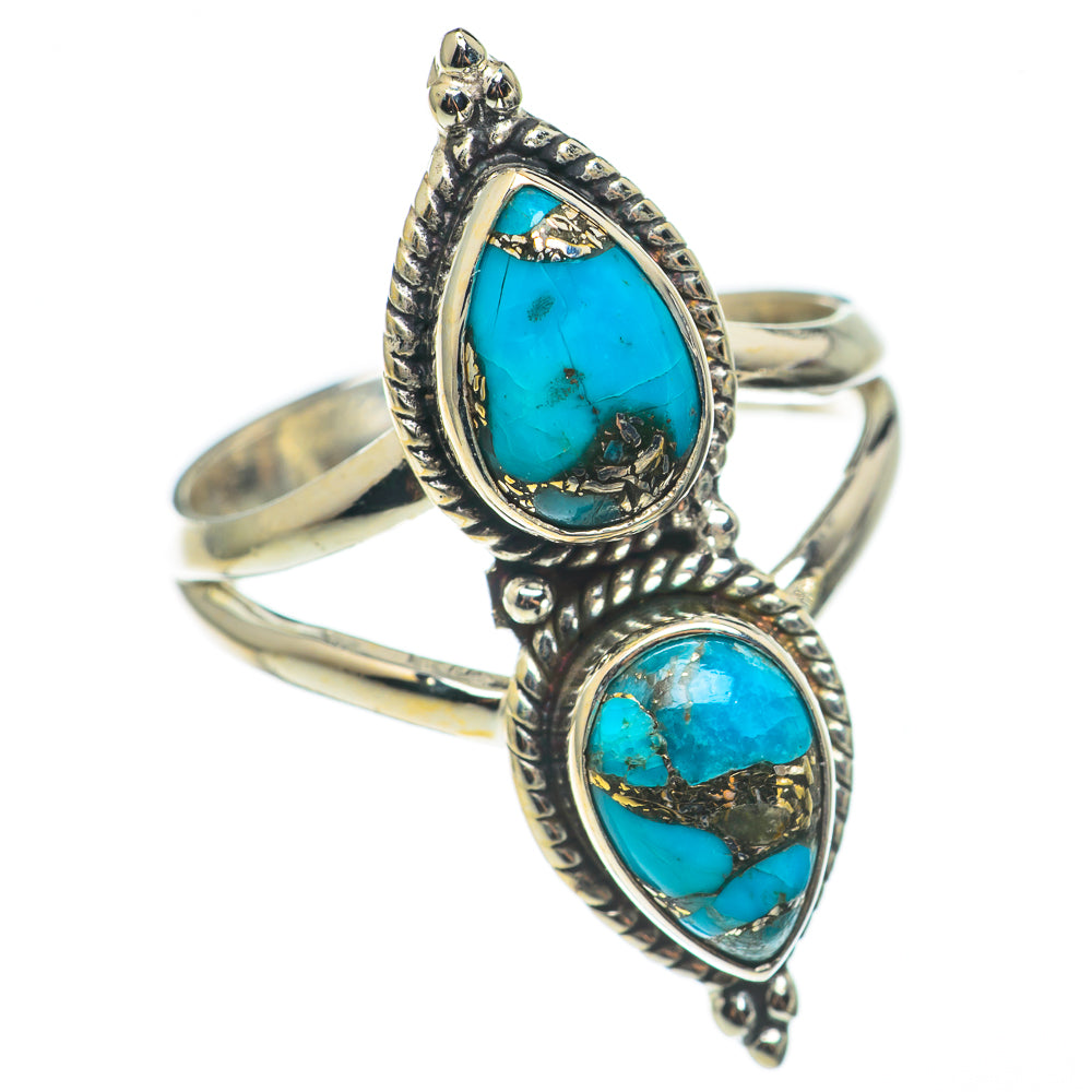 Blue Copper Composite Turquoise Rings handcrafted by Ana Silver Co - RING68447