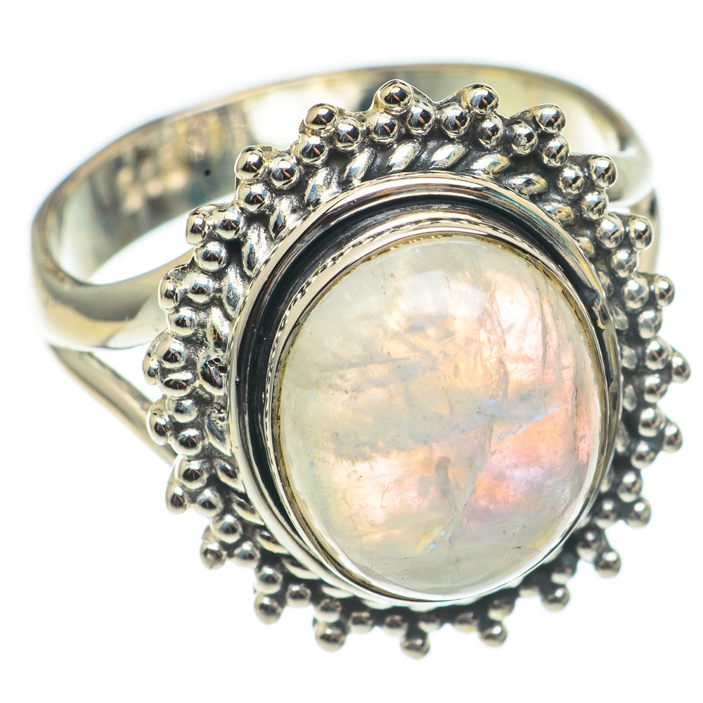 Rainbow Moonstone Rings handcrafted by Ana Silver Co - RING68467
