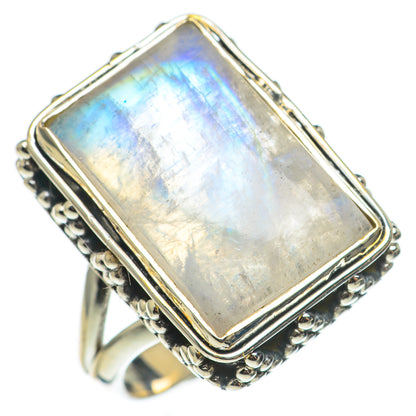 Rainbow Moonstone Rings handcrafted by Ana Silver Co - RING68499