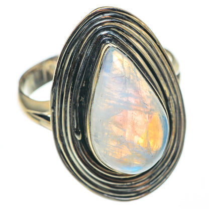 Rainbow Moonstone Rings handcrafted by Ana Silver Co - RING68531