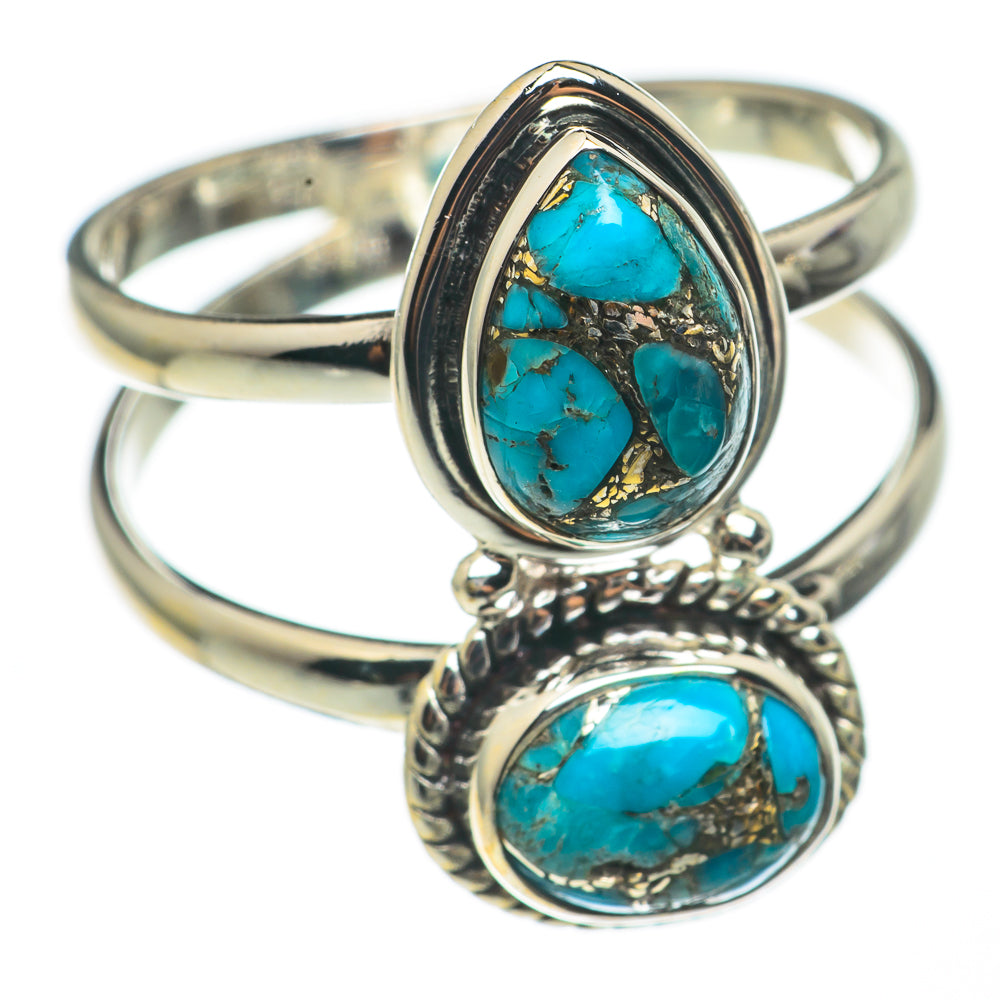 Blue Copper Composite Turquoise Rings handcrafted by Ana Silver Co - RING68534
