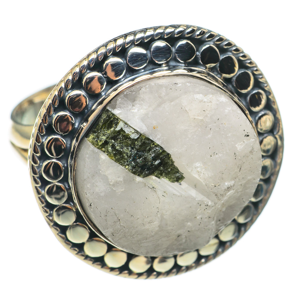 Green Tourmaline In Quartz Rings handcrafted by Ana Silver Co - RING68586