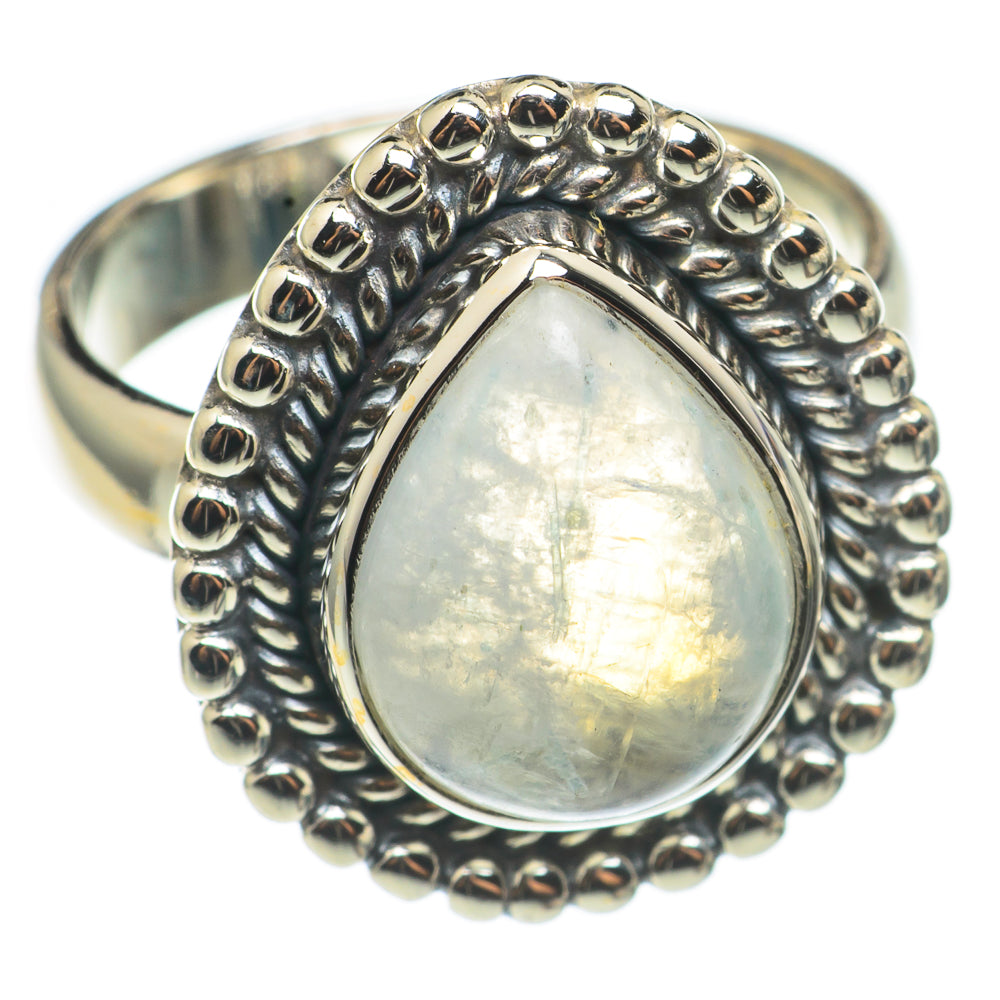 Rainbow Moonstone Rings handcrafted by Ana Silver Co - RING68612