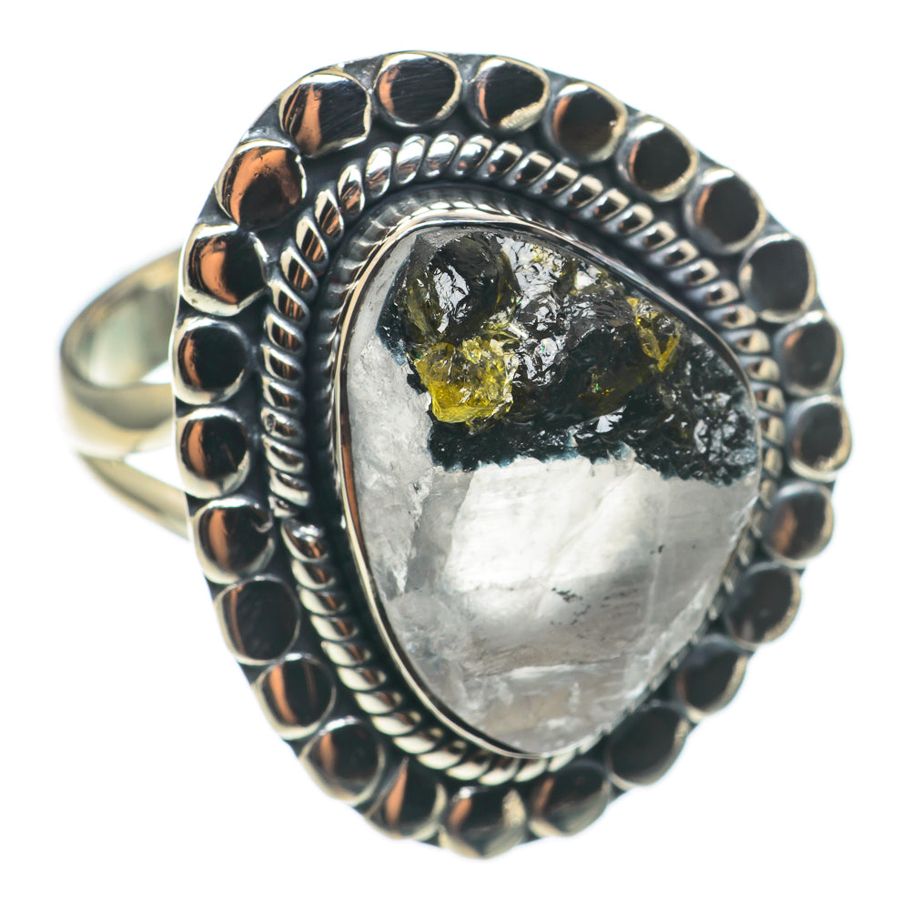 Green Tourmaline In Quartz Rings handcrafted by Ana Silver Co - RING68613