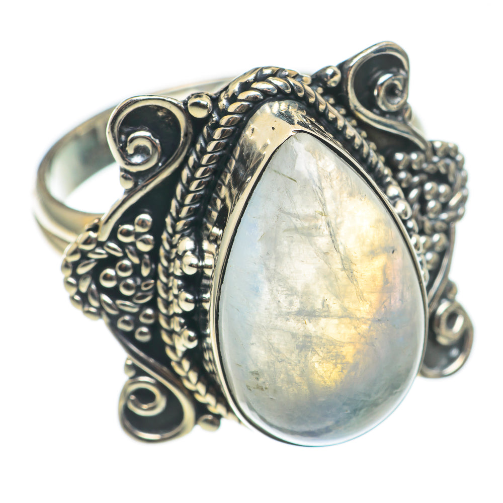 Rainbow Moonstone Rings handcrafted by Ana Silver Co - RING68614