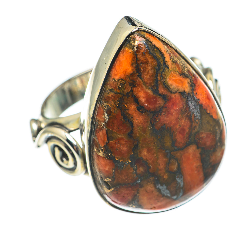 Orange Copper Composite Turquoise Rings handcrafted by Ana Silver Co - RING68632