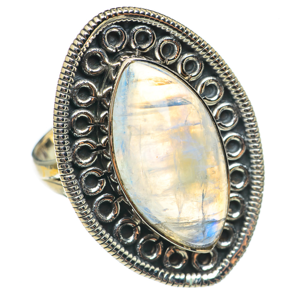 Rainbow Moonstone Rings handcrafted by Ana Silver Co - RING68643